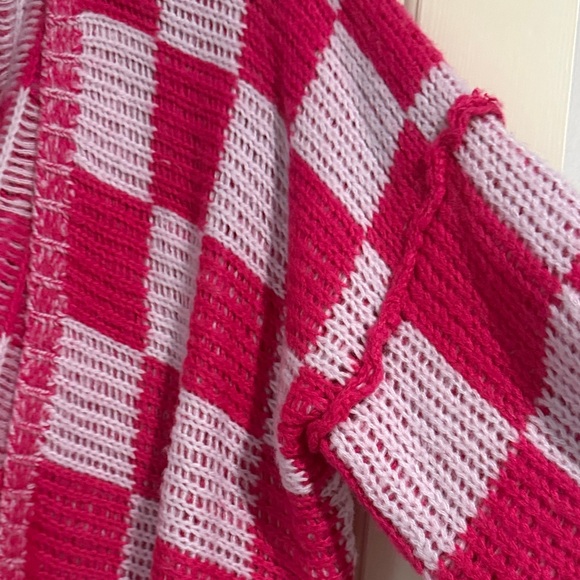 TALULAH Pink and White Checkered Cardigan - Picture 2 of 4